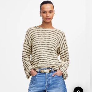 Madewell black cream striped sweater tee boxy medium
